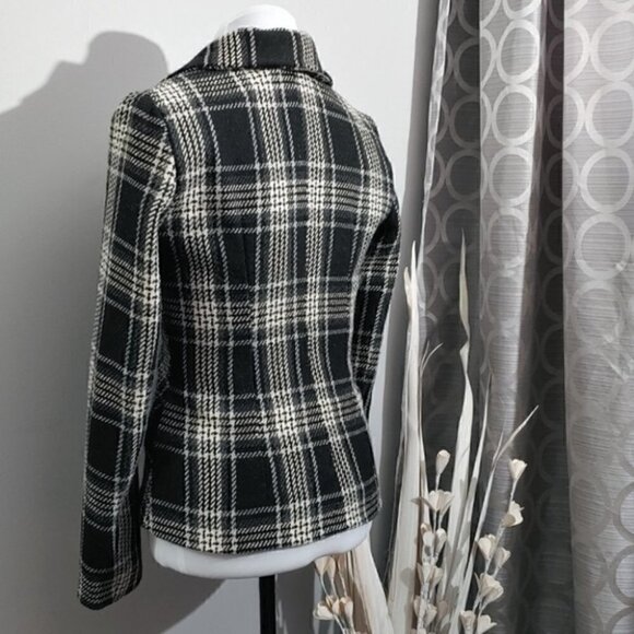 DYNAMITE wool blend asymmetrical plaid jacket - Picture 4 of 13